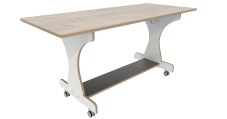 Hoogzit tafel L150 x B64 cm wit met Grey craft oak Tangara Groothandel voor de Kinderopvang Kinderdagverblijfinrichting